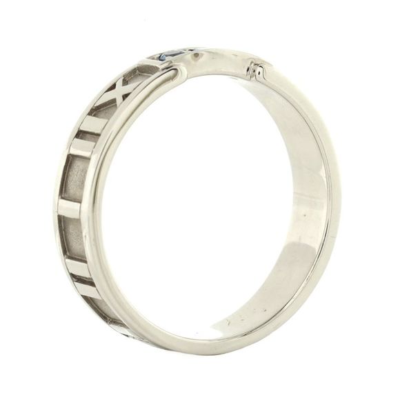 Tiffany & Co. Atlas Band Ring 18K White Gold with Blue Sapphires - - Picture 8 of 9
